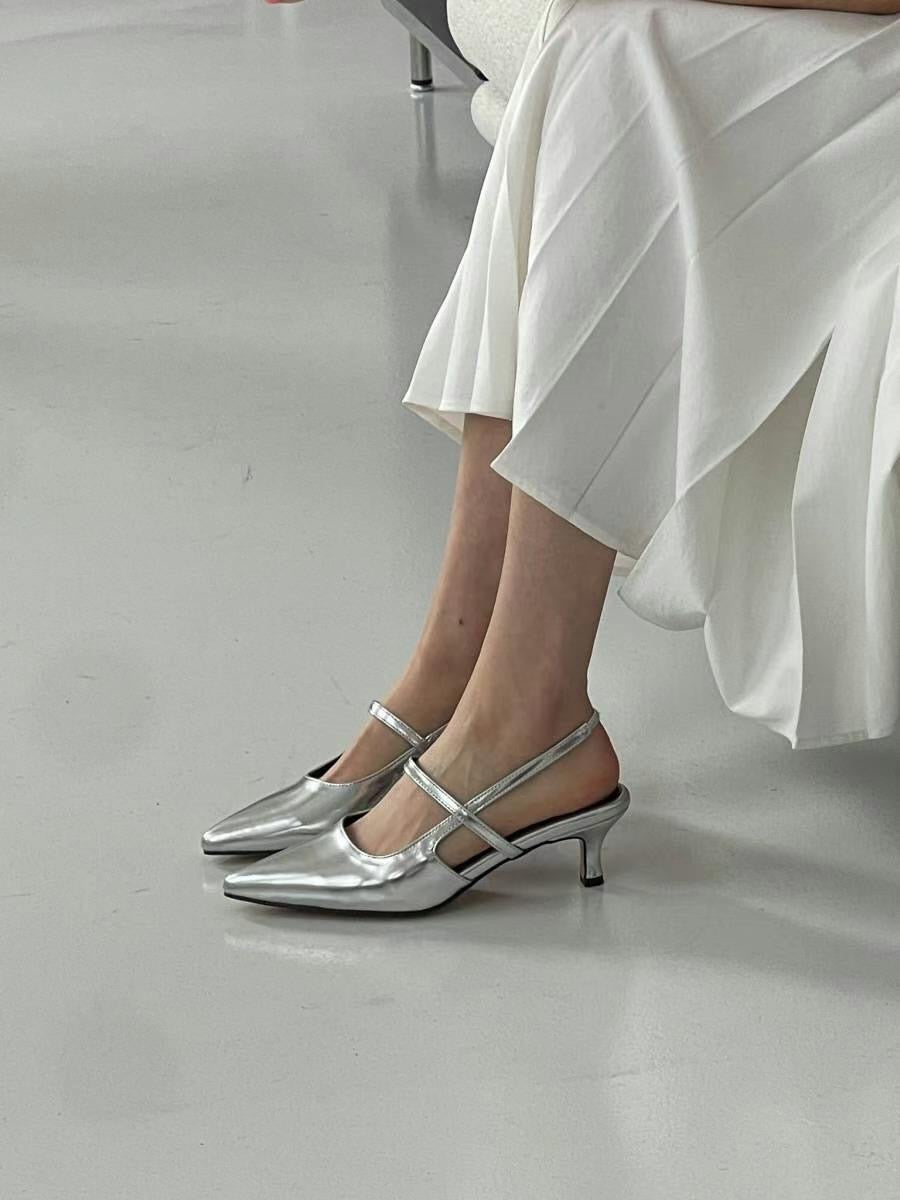 Metallic Pointed Toe Heels