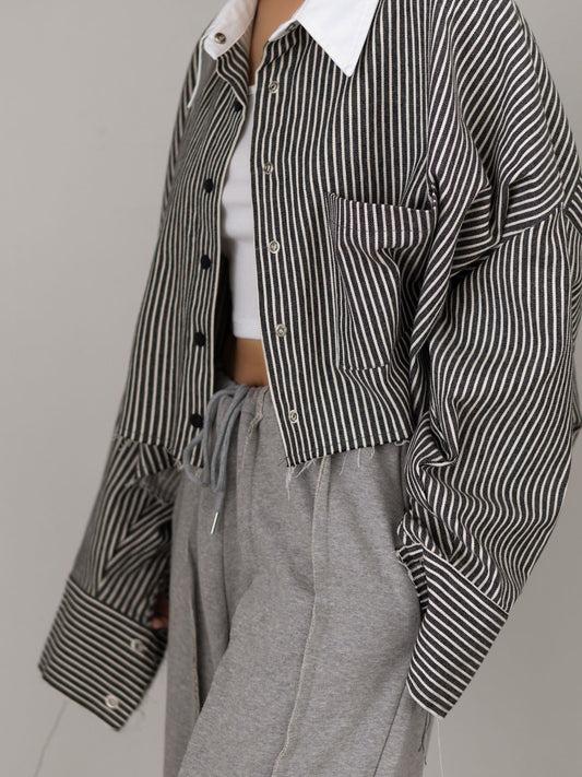 Raw Hem Stripe Shirt