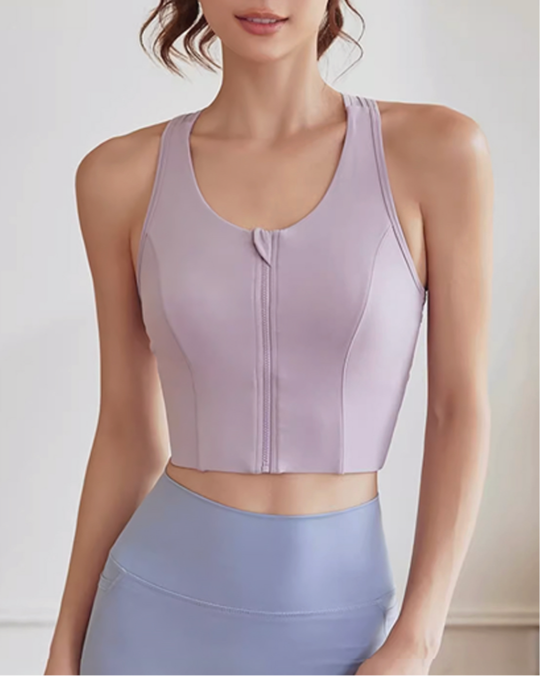 Front Safe Zipper Bra Top