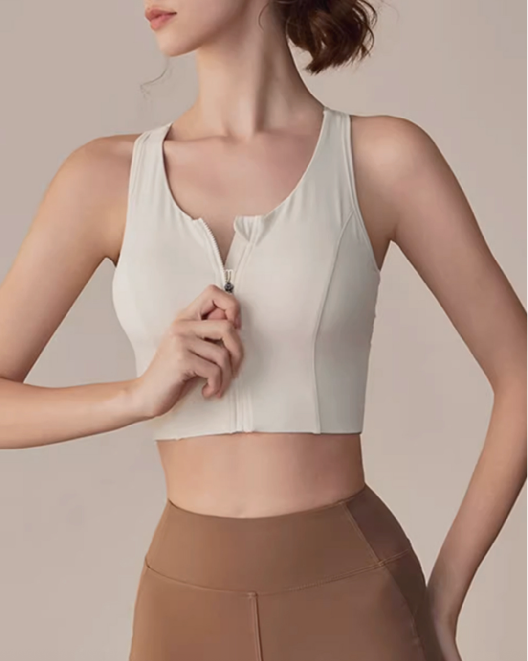 Front Safe Zipper Bra Top