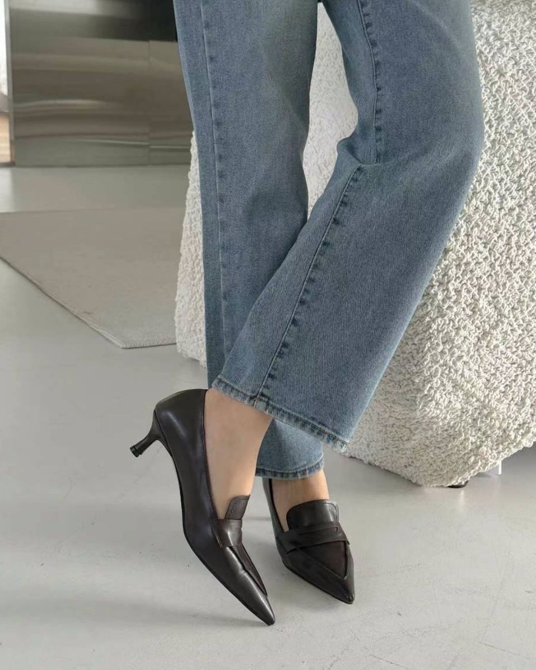 Point Toe Loafer High Heels