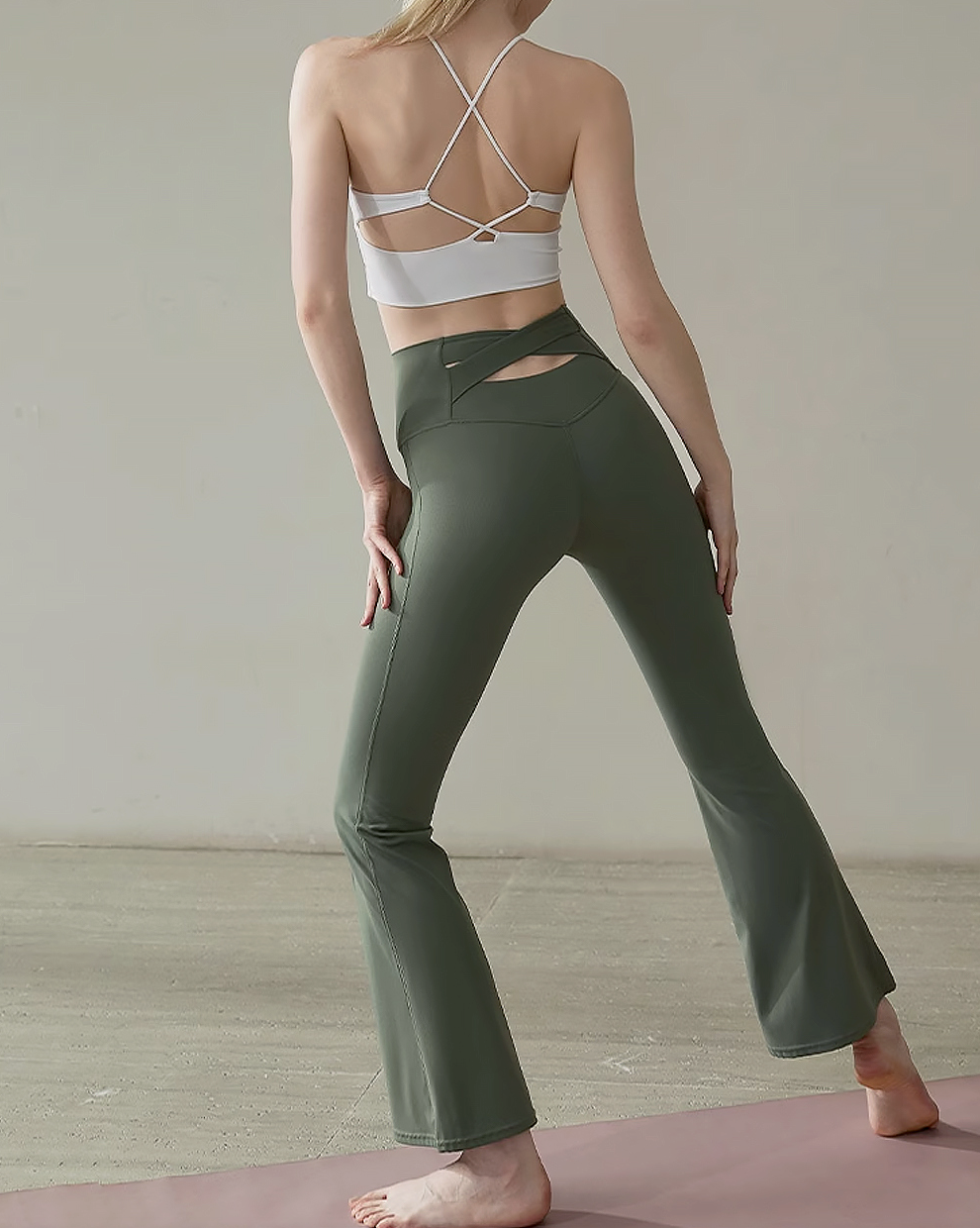 Back Waist X-Cross Bootcut Pants