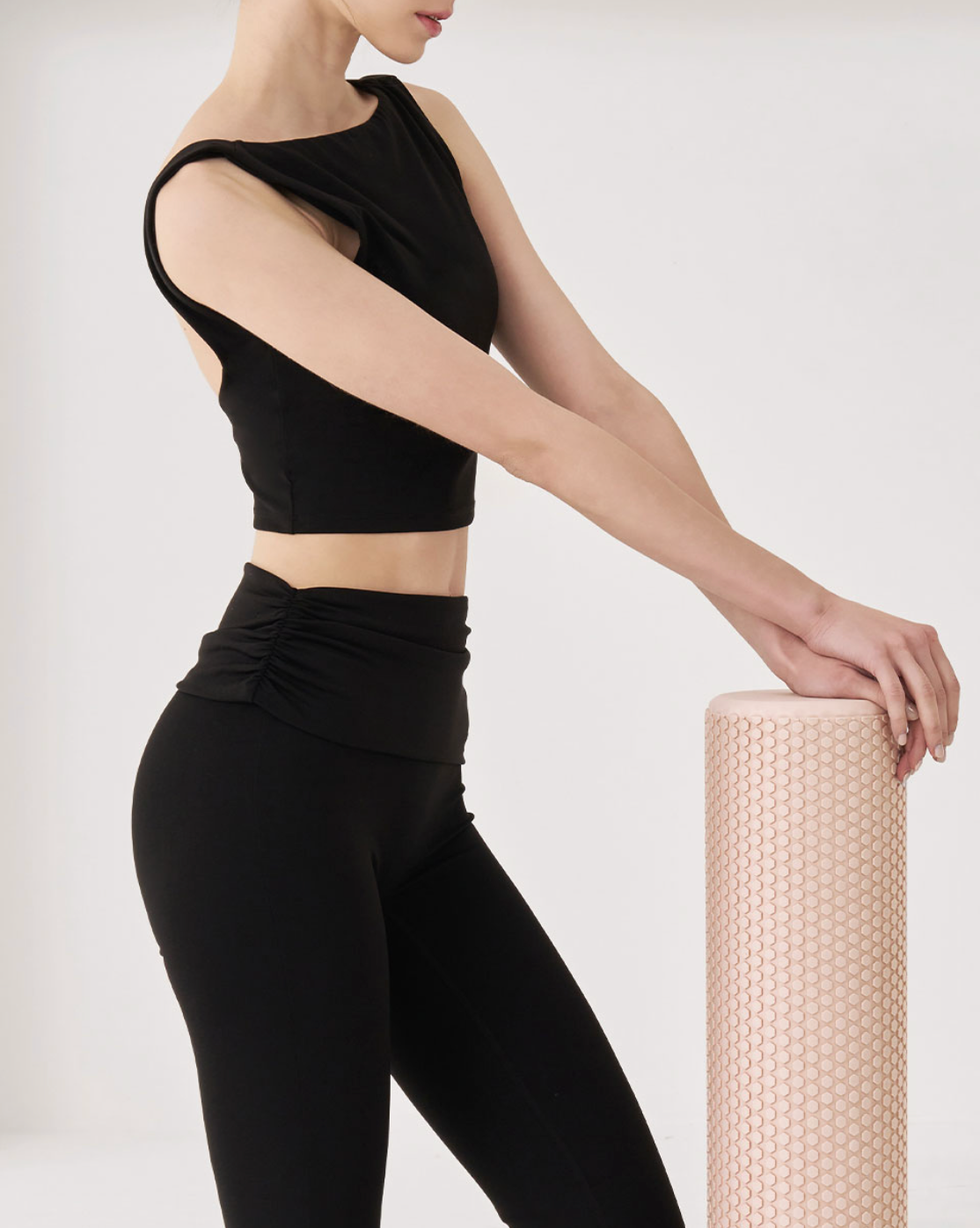 Waist shirring bootcut leggings