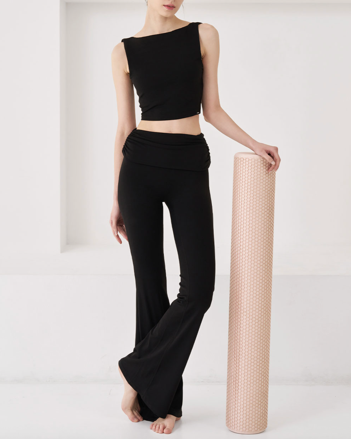 Waist shirring bootcut leggings