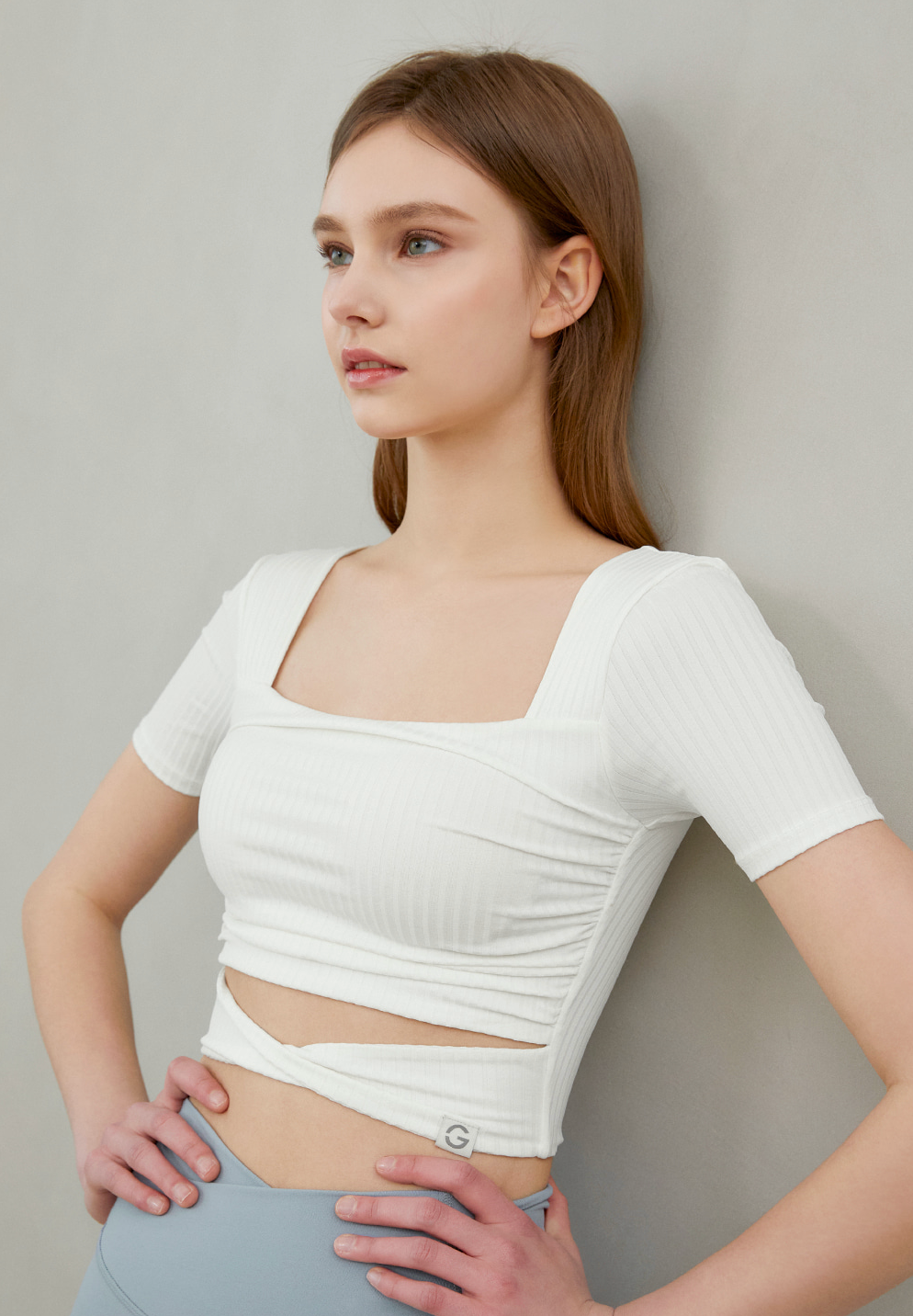 Elflex RIB Twist Shirring Crop Top