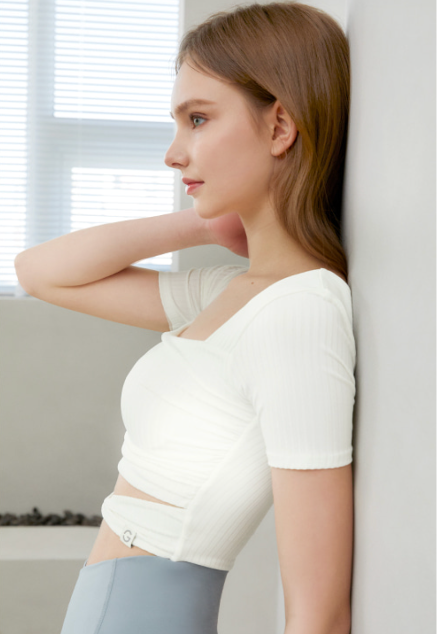 Elflex RIB Twist Shirring Crop Top