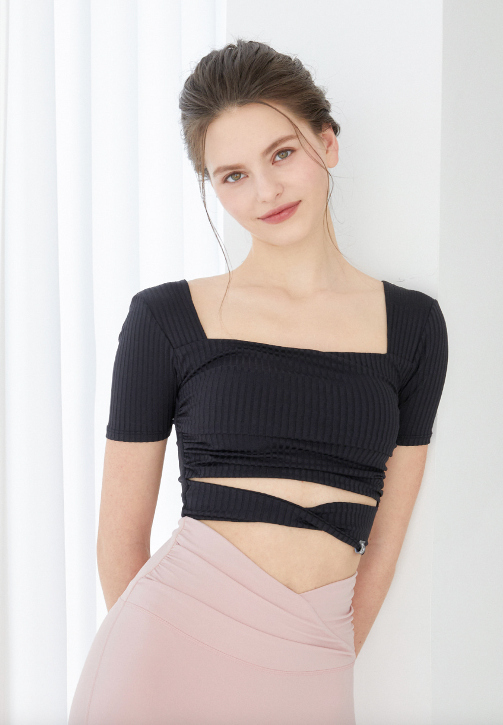 Elflex RIB Twist Shirring Crop Top