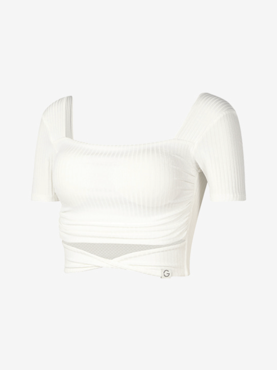 Elflex RIB Twist Shirring Crop Top