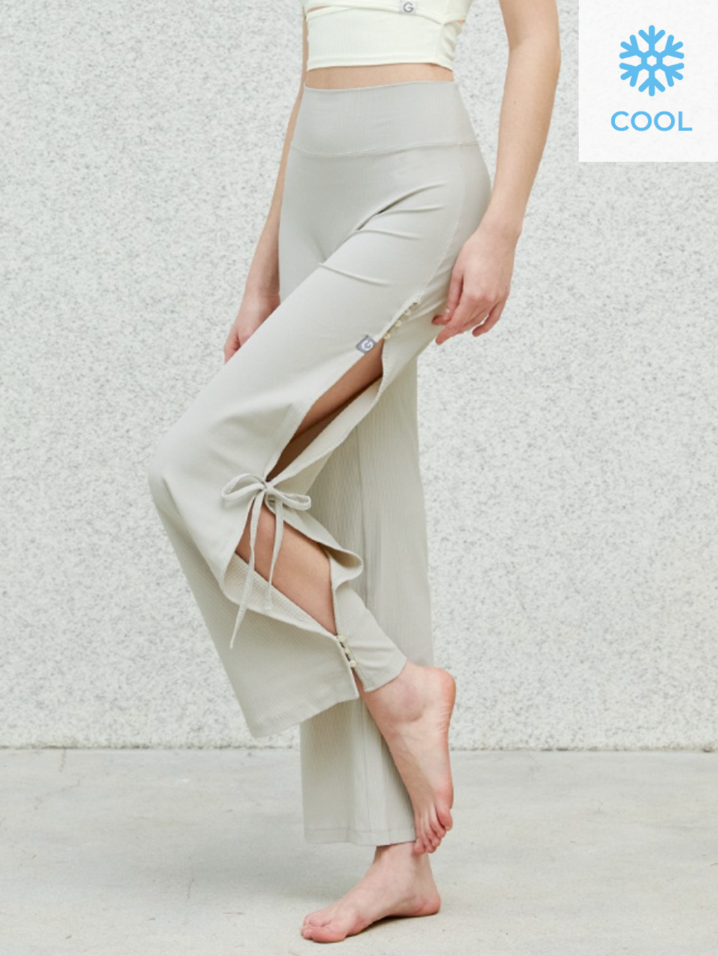Elflex Rib Side Slit Wide Pants