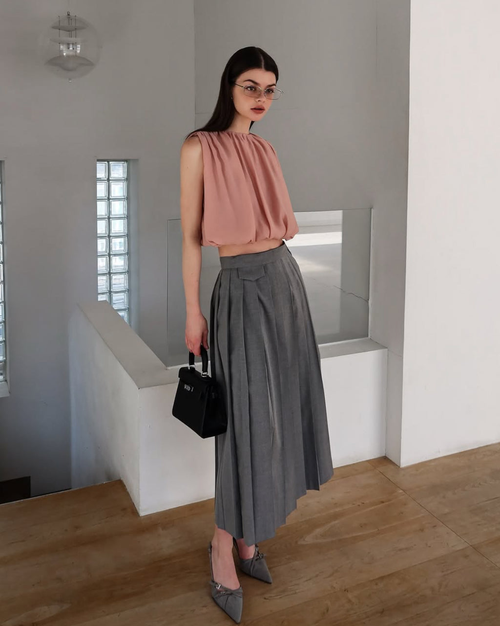 A-line Pleated Wrap Skirt