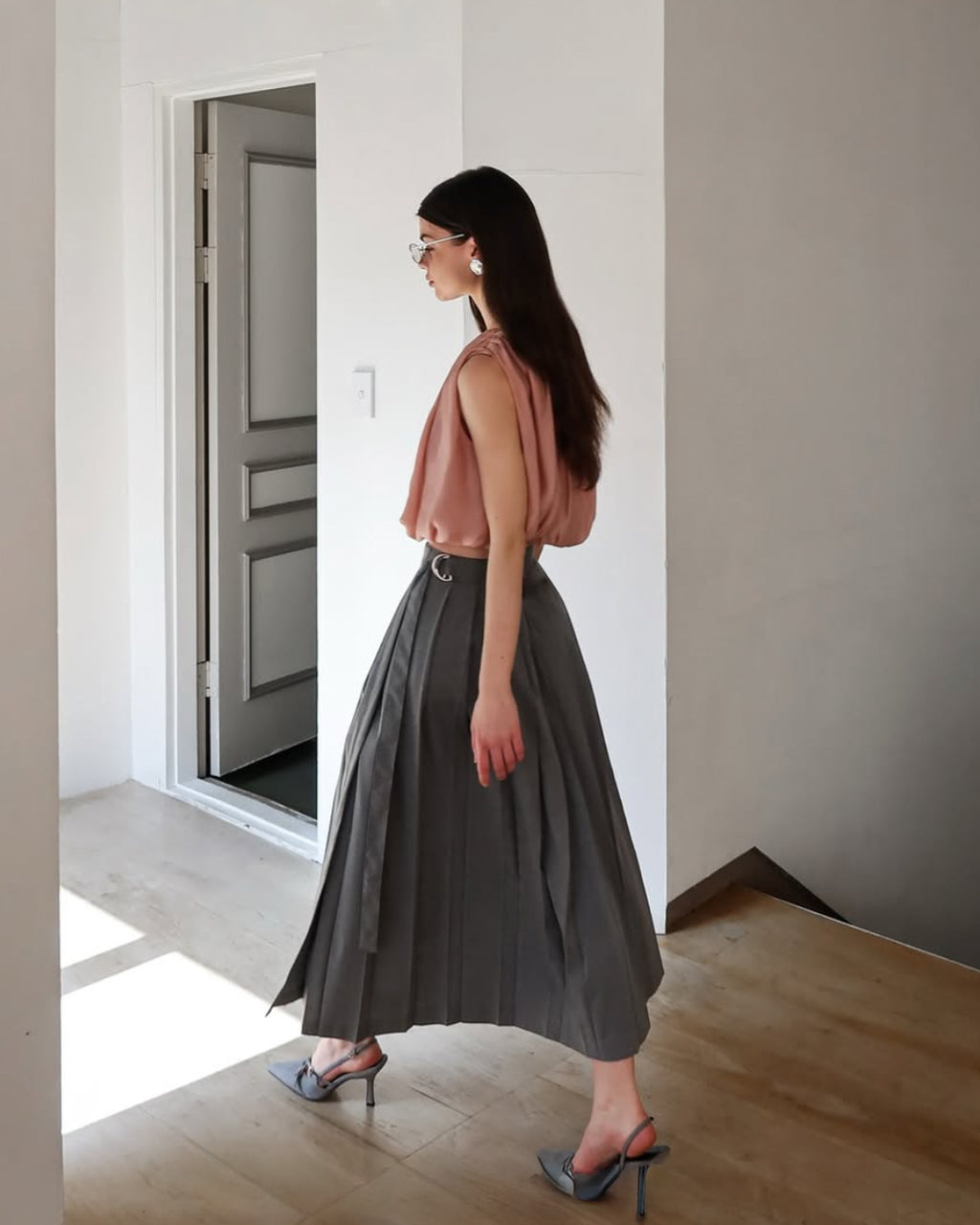 A-line Pleated Wrap Skirt