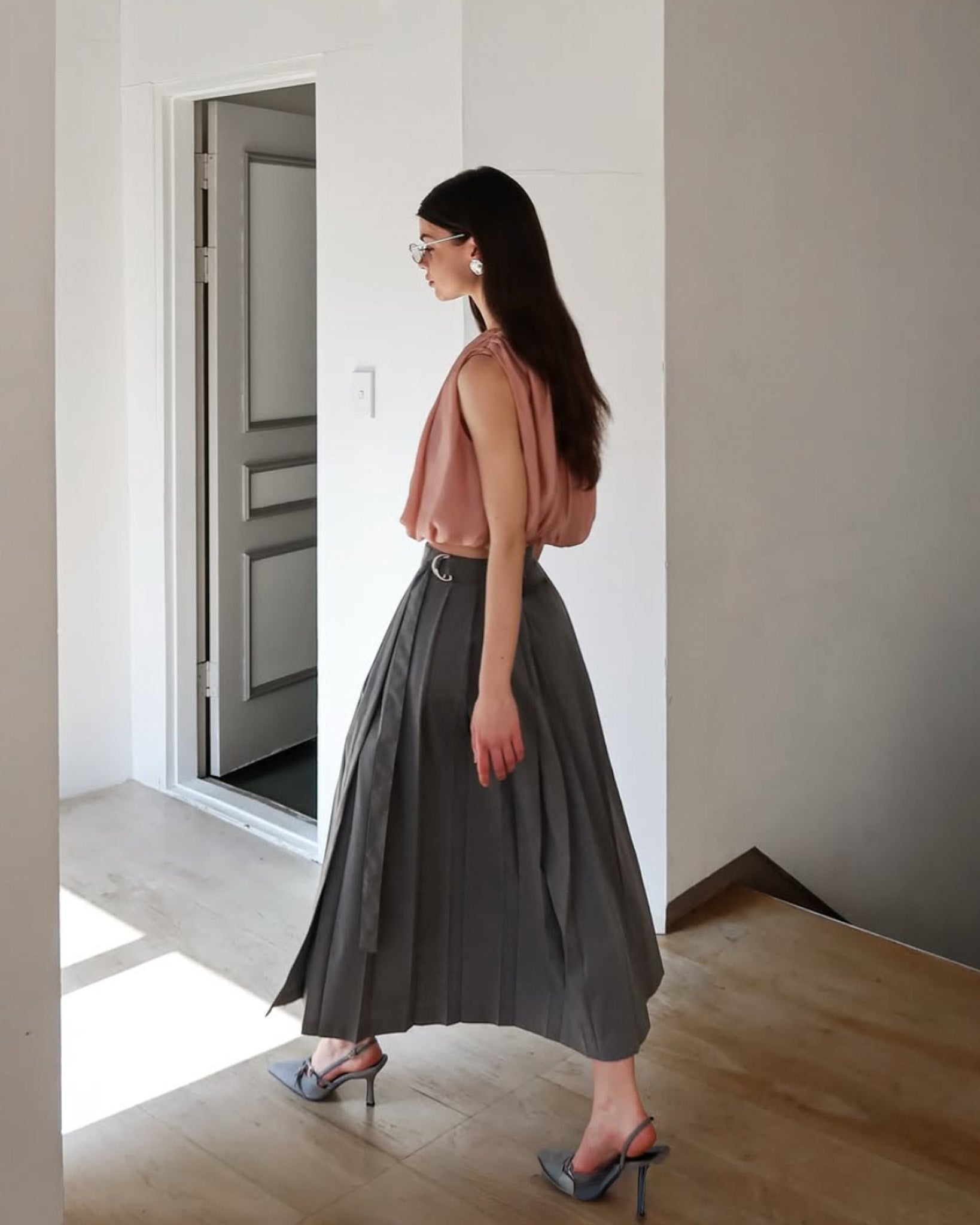 A-line Pleated Wrap Skirt