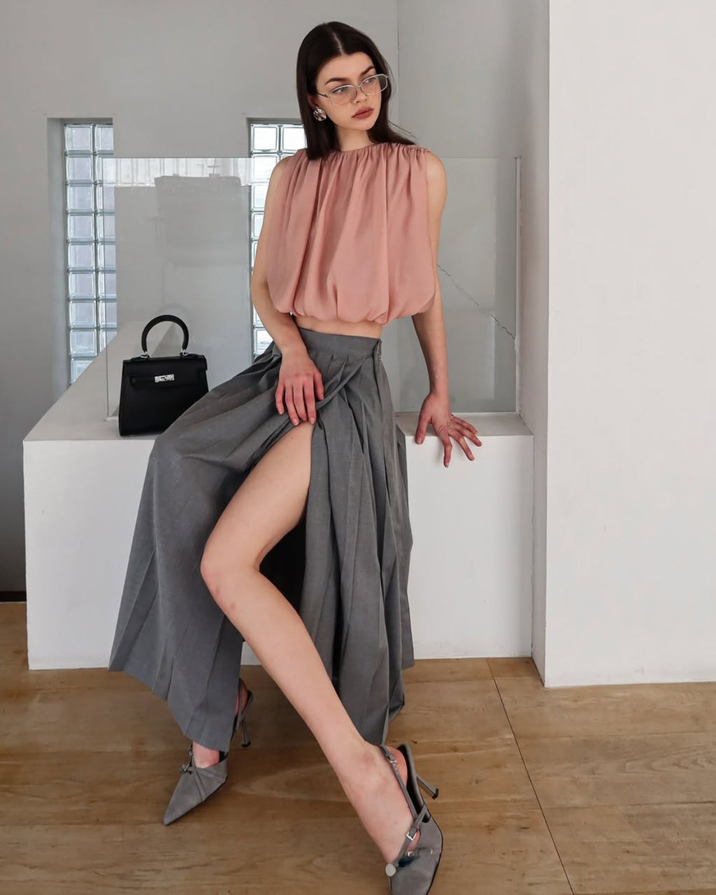 A-line Pleated Wrap Skirt
