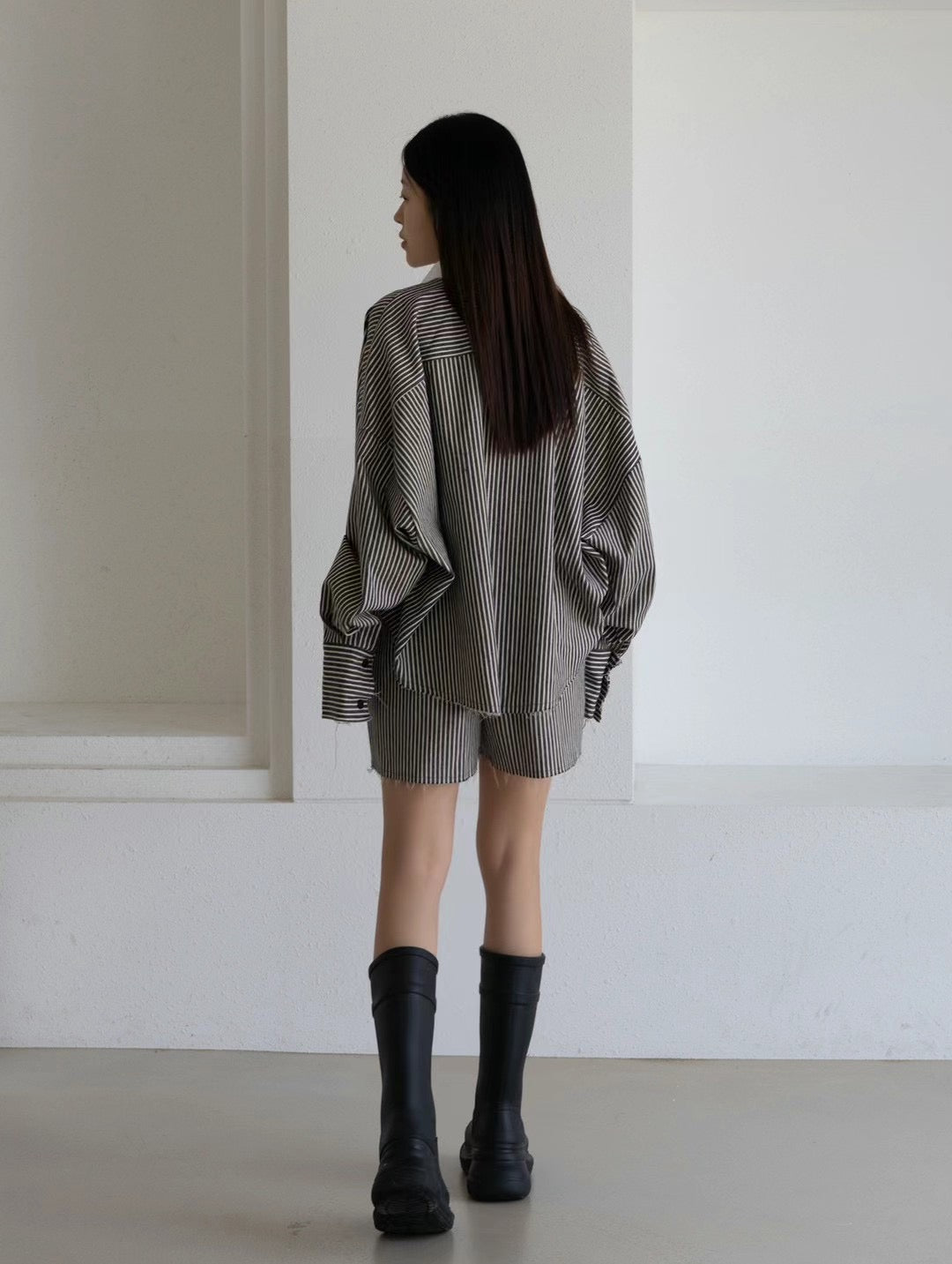 Raw Hem Stripe Shirt