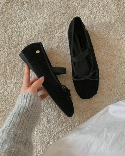 Velvet Ribbed ballet Flat