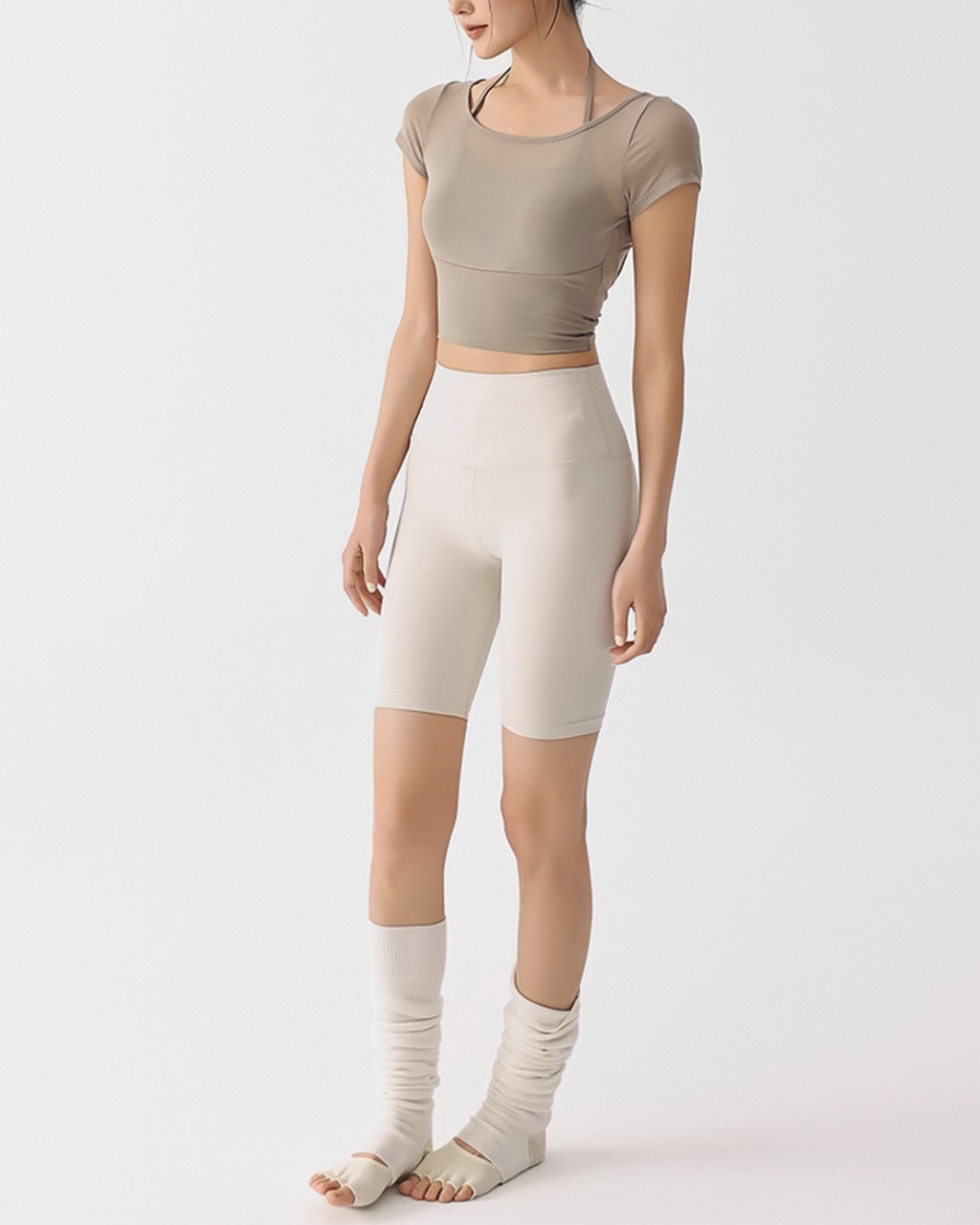 Turning Mesh Backless Short Sleeve Top