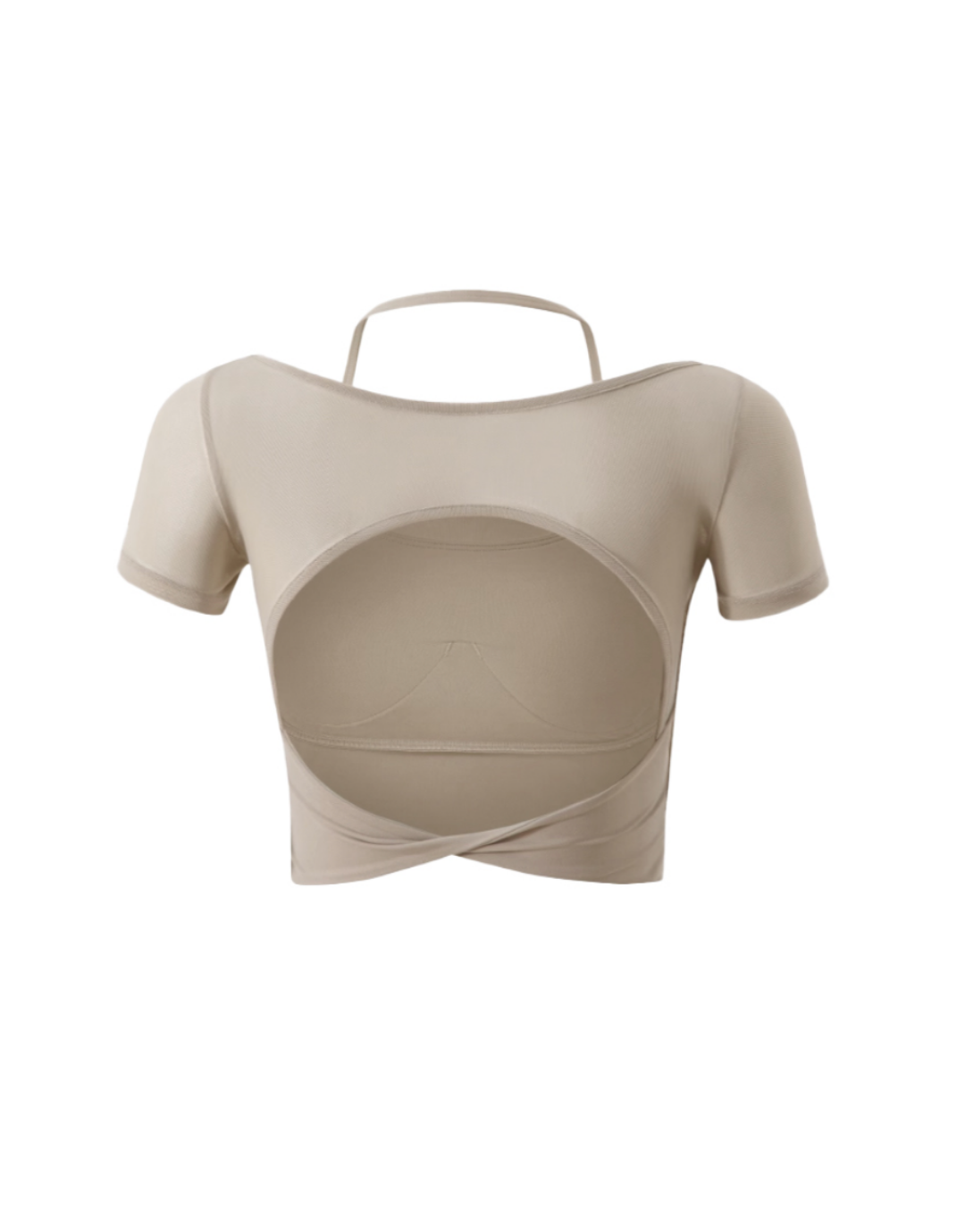 Turning Mesh Backless Short Sleeve Top