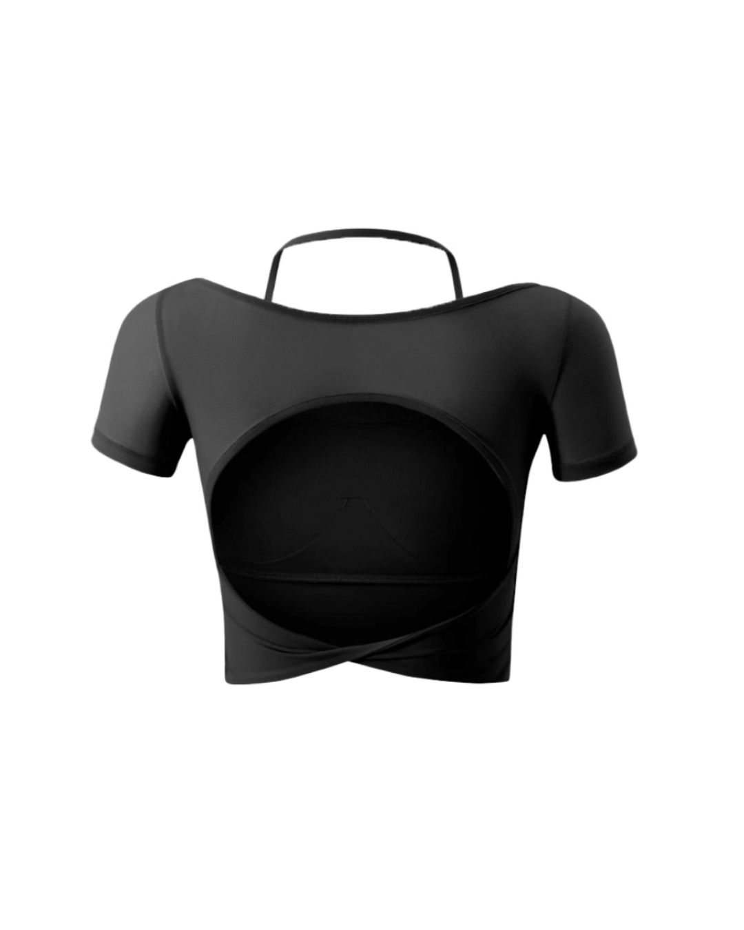 Turning Mesh Backless Short Sleeve Top