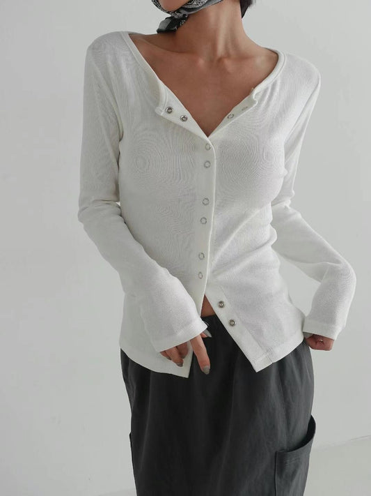 Slim Snap Button Cardigan