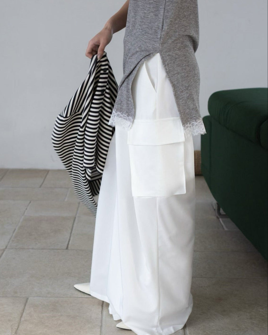 Pleated Baggy Cargo Trousers