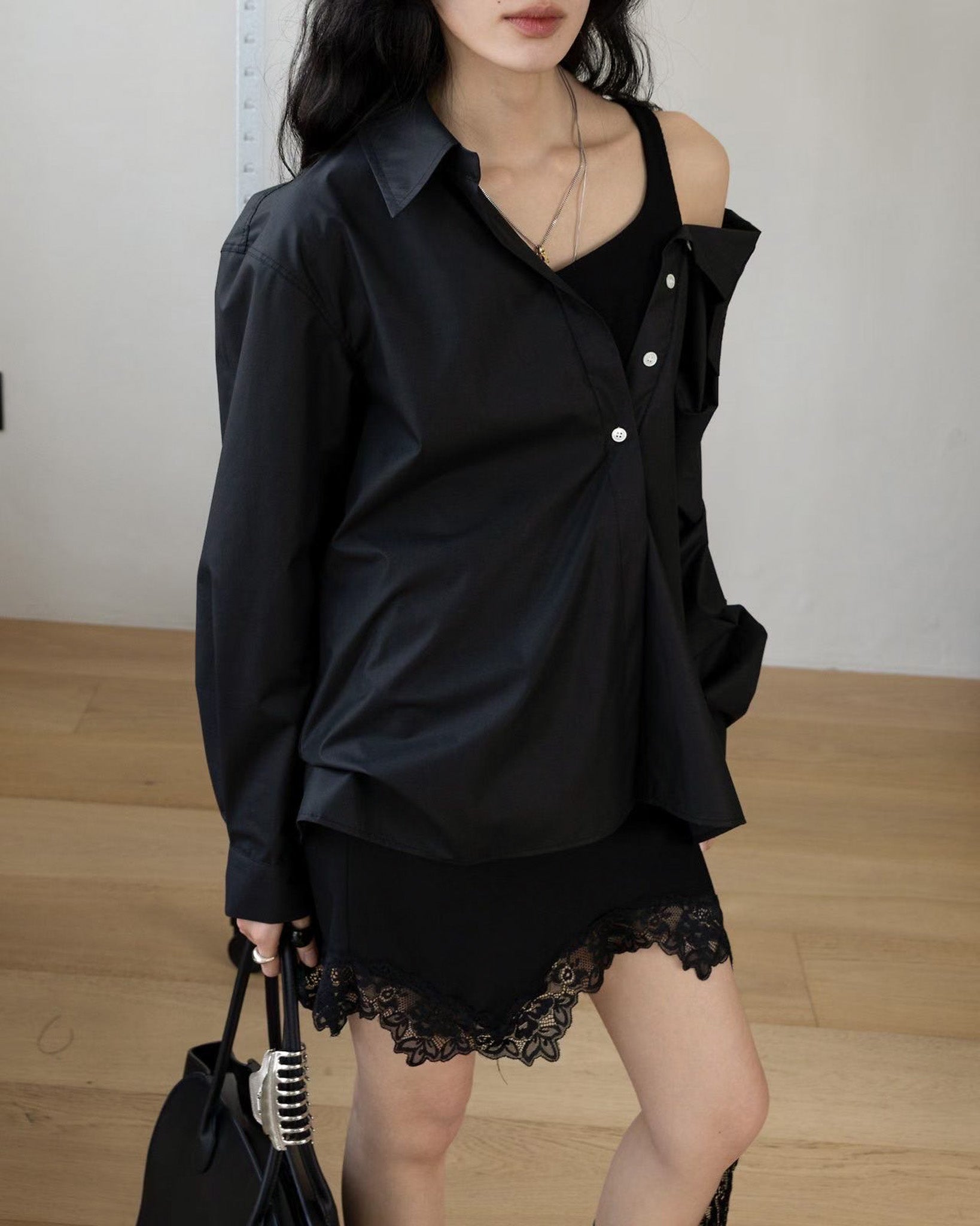 Oversized Drop Shoulder Layered Shirt