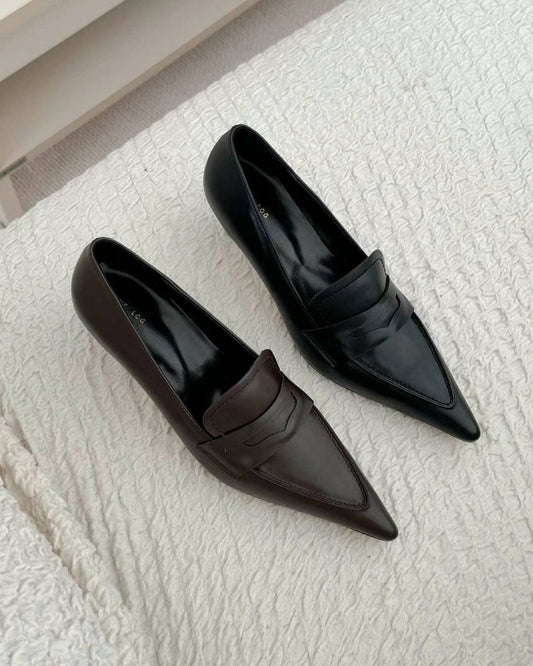 Point Toe Loafer High Heels