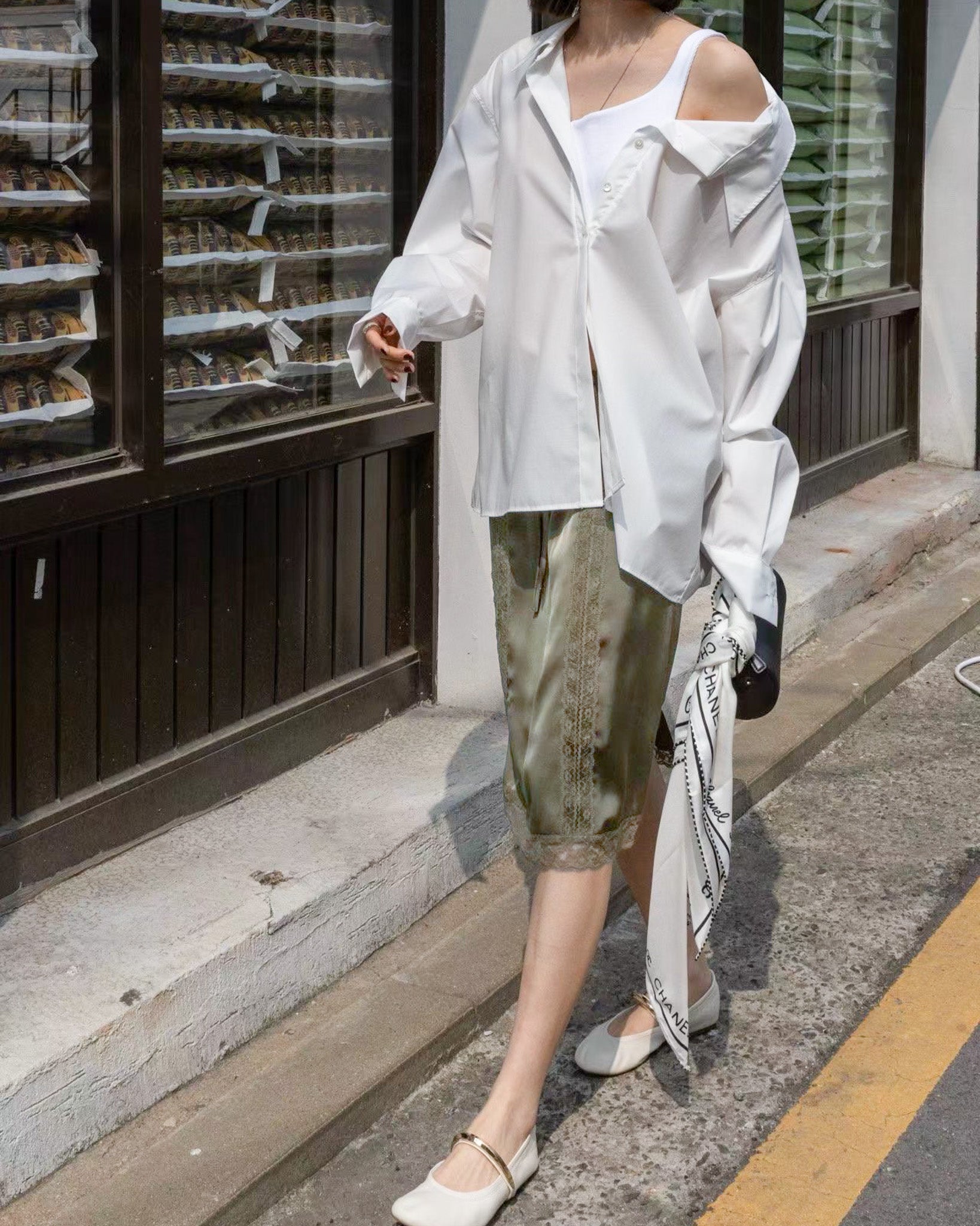 Oversized Drop Shoulder Layered Shirt