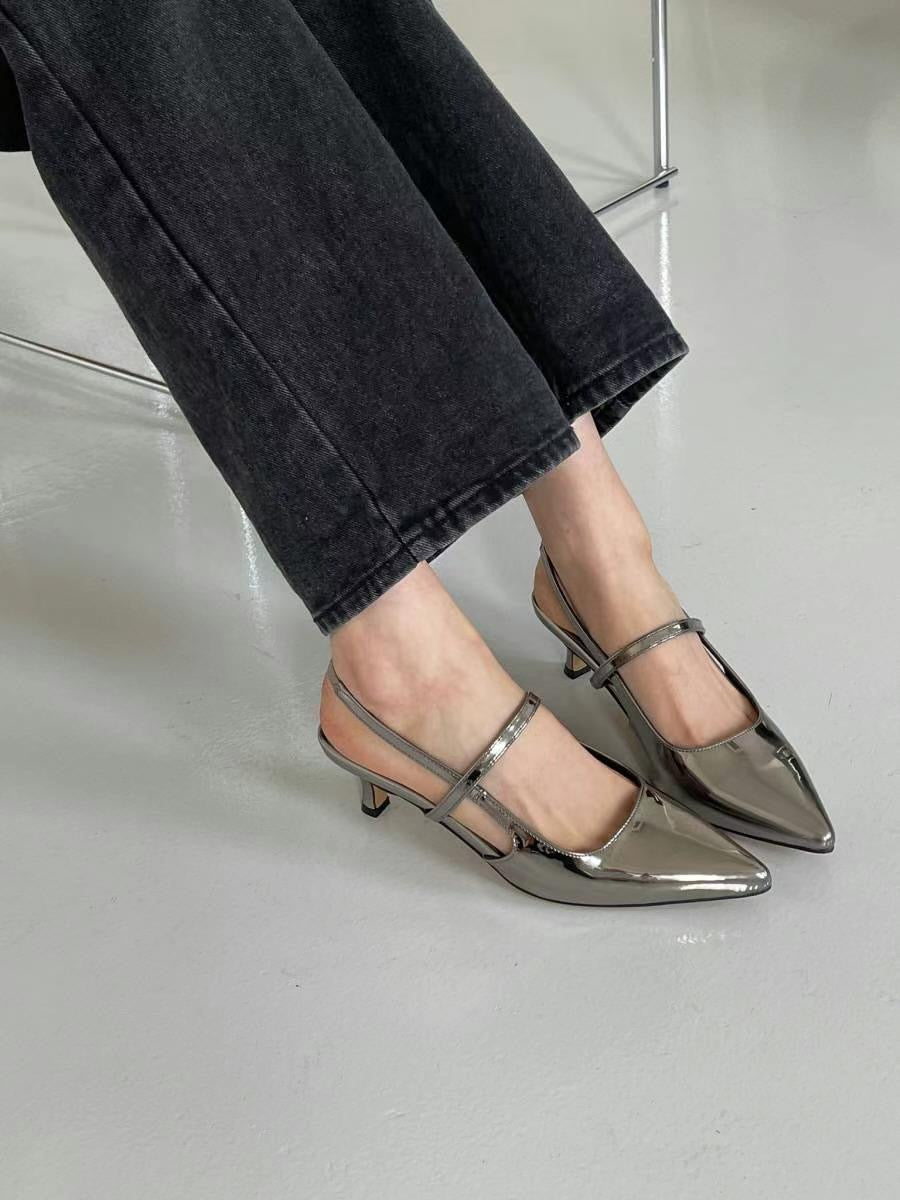 Metallic Pointed Toe Heels
