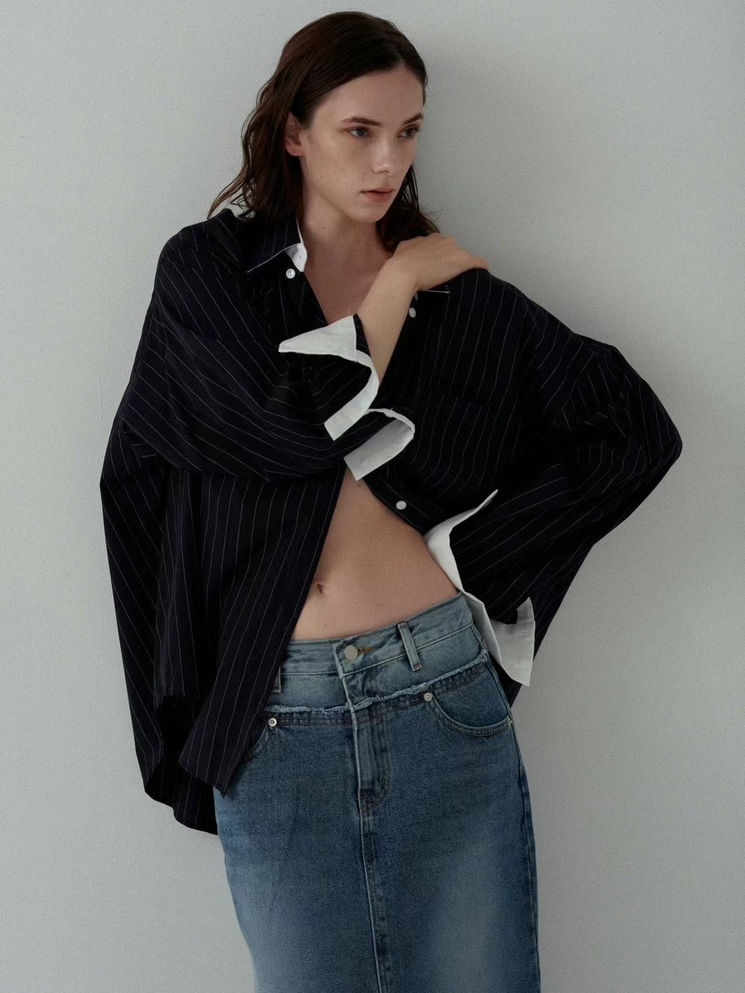 Cuff Highlights Pinstripes Shirt