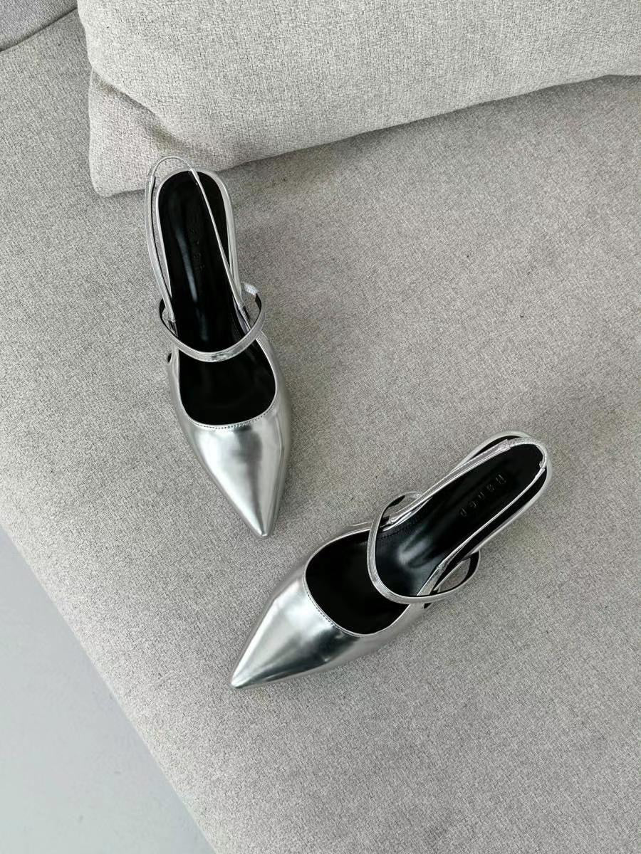 Metallic Pointed Toe Heels