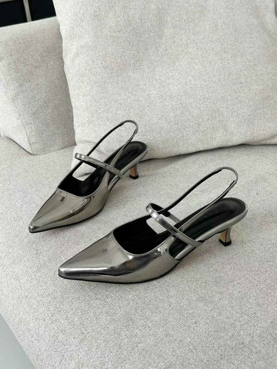 Metallic Pointed Toe Heels