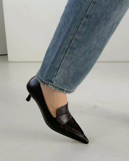 Point Toe Loafer High Heels