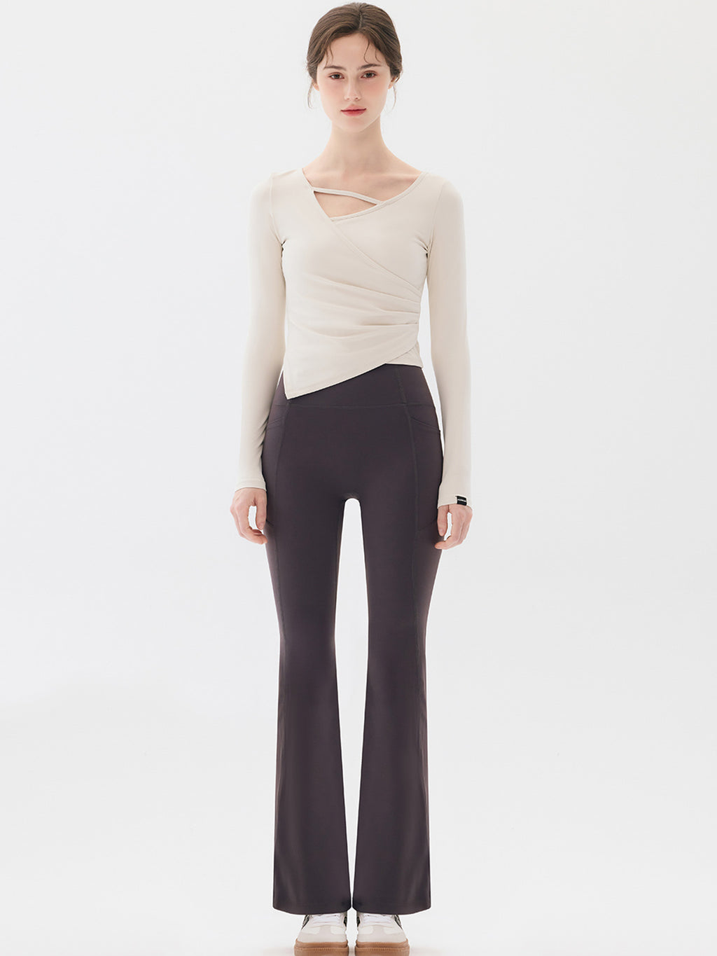Node Shirring Wrap Long Sleeve Top