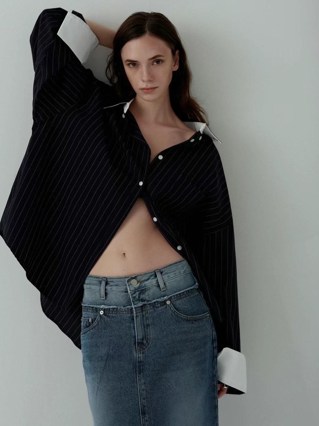 Cuff Highlights Pinstripes Shirt