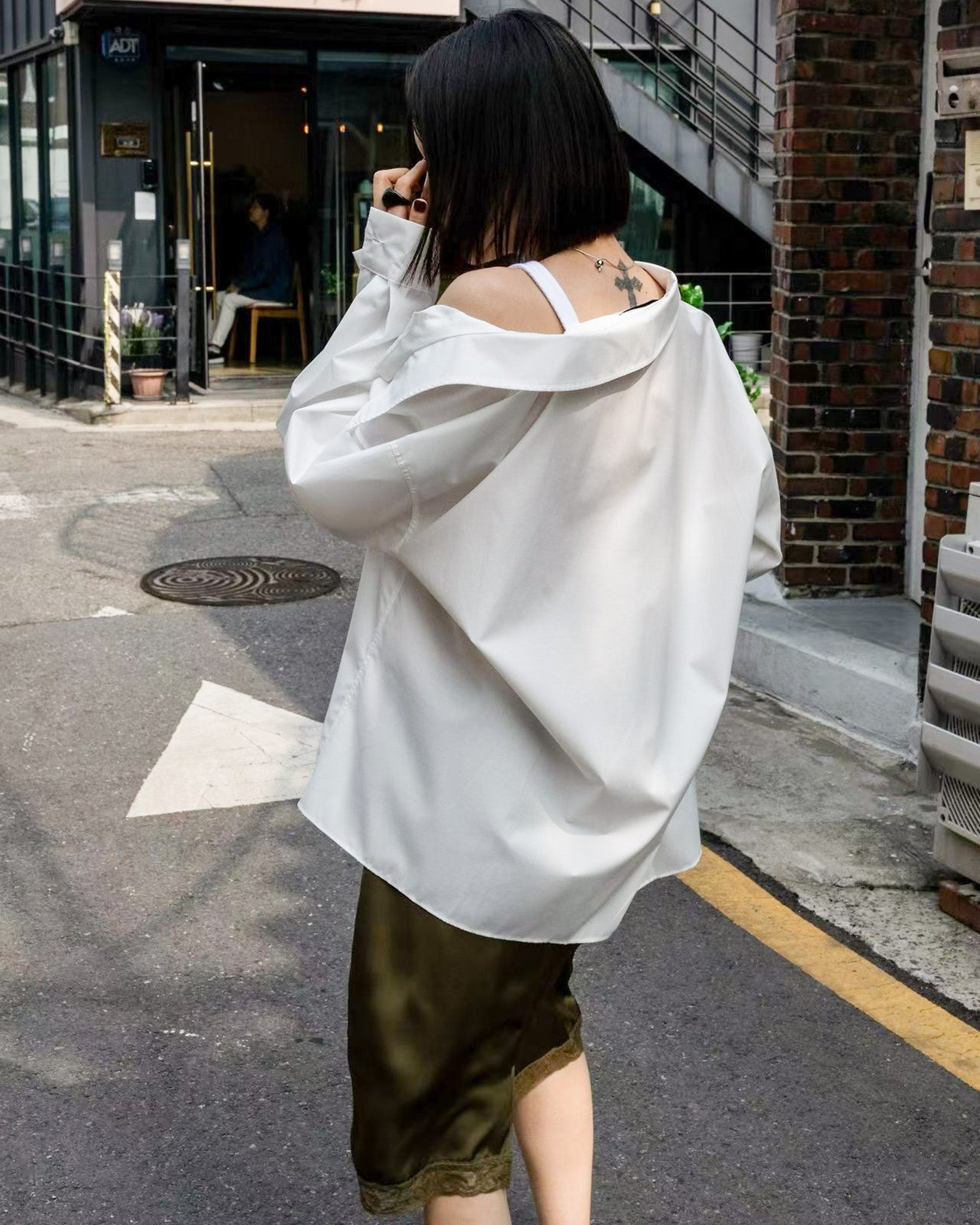 Oversized Drop Shoulder Layered Shirt