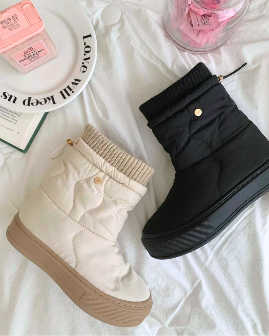 Black Down Booties