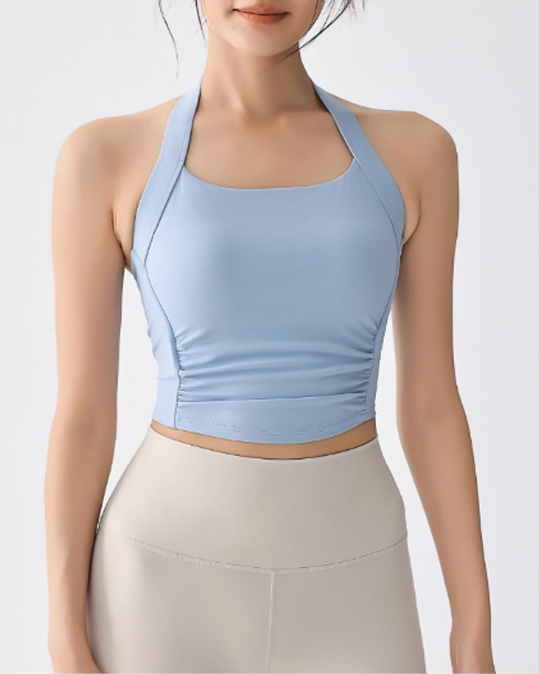 Triche Halter Shirring Bra Top
