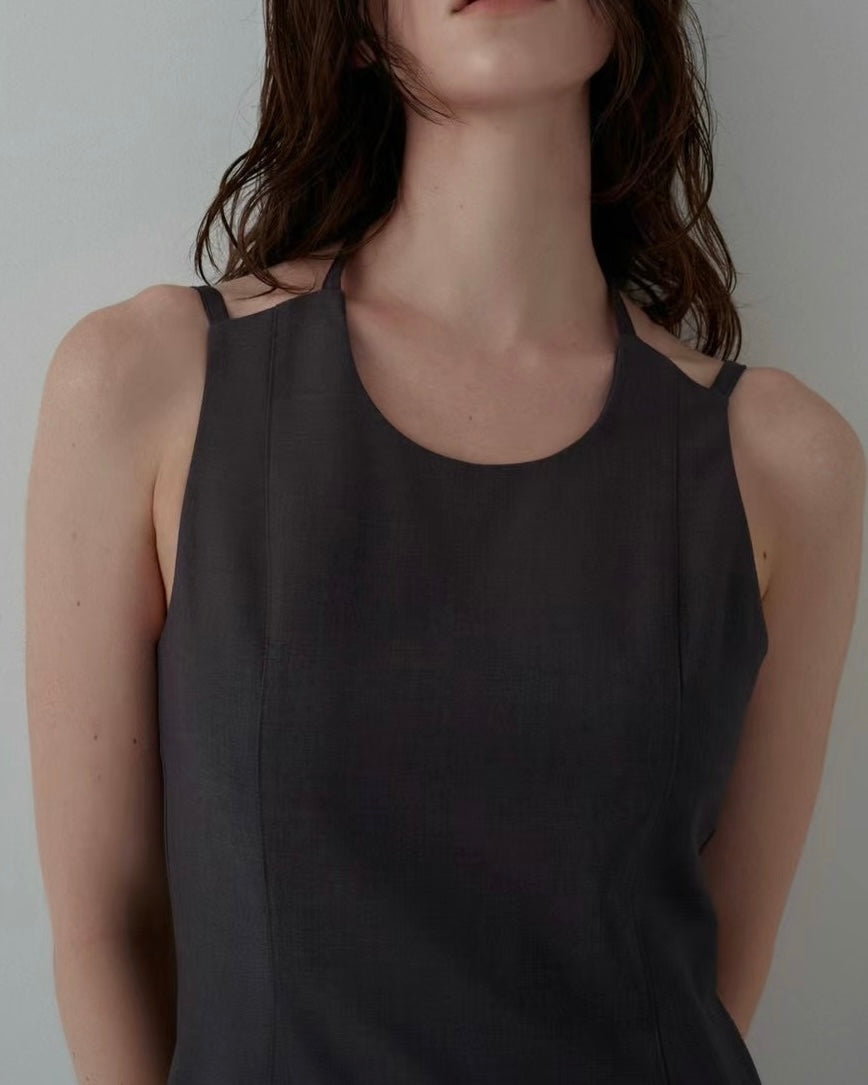 Double Strap Slit Dress