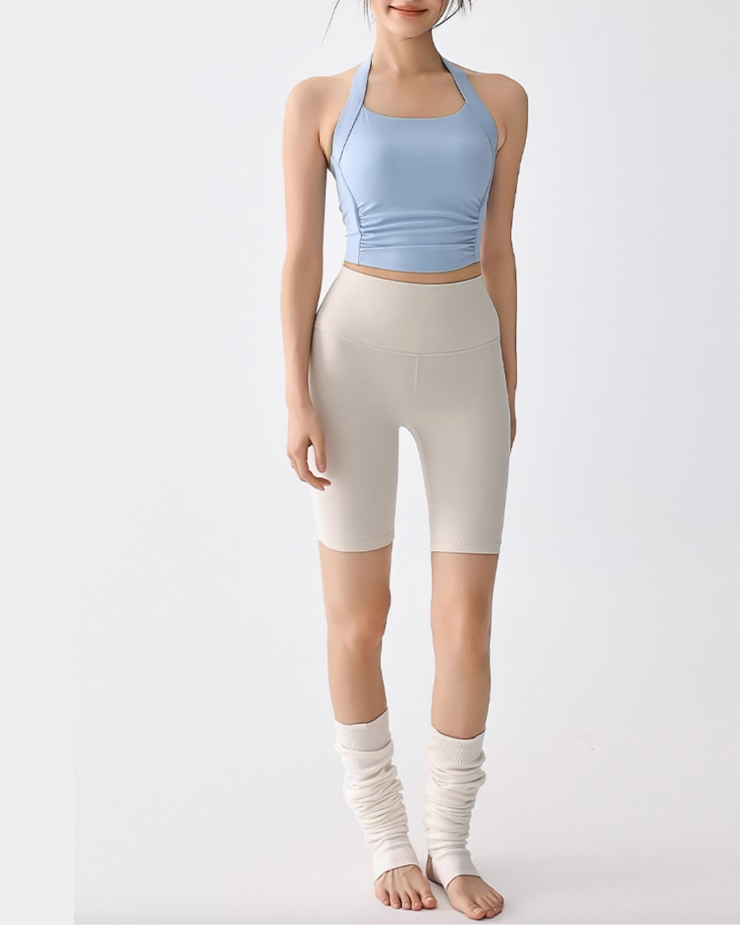 Triche Halter Shirring Bra Top