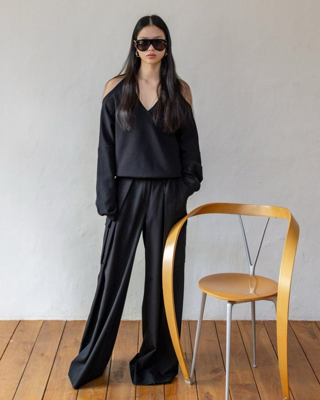 Pleated Baggy Cargo Trousers