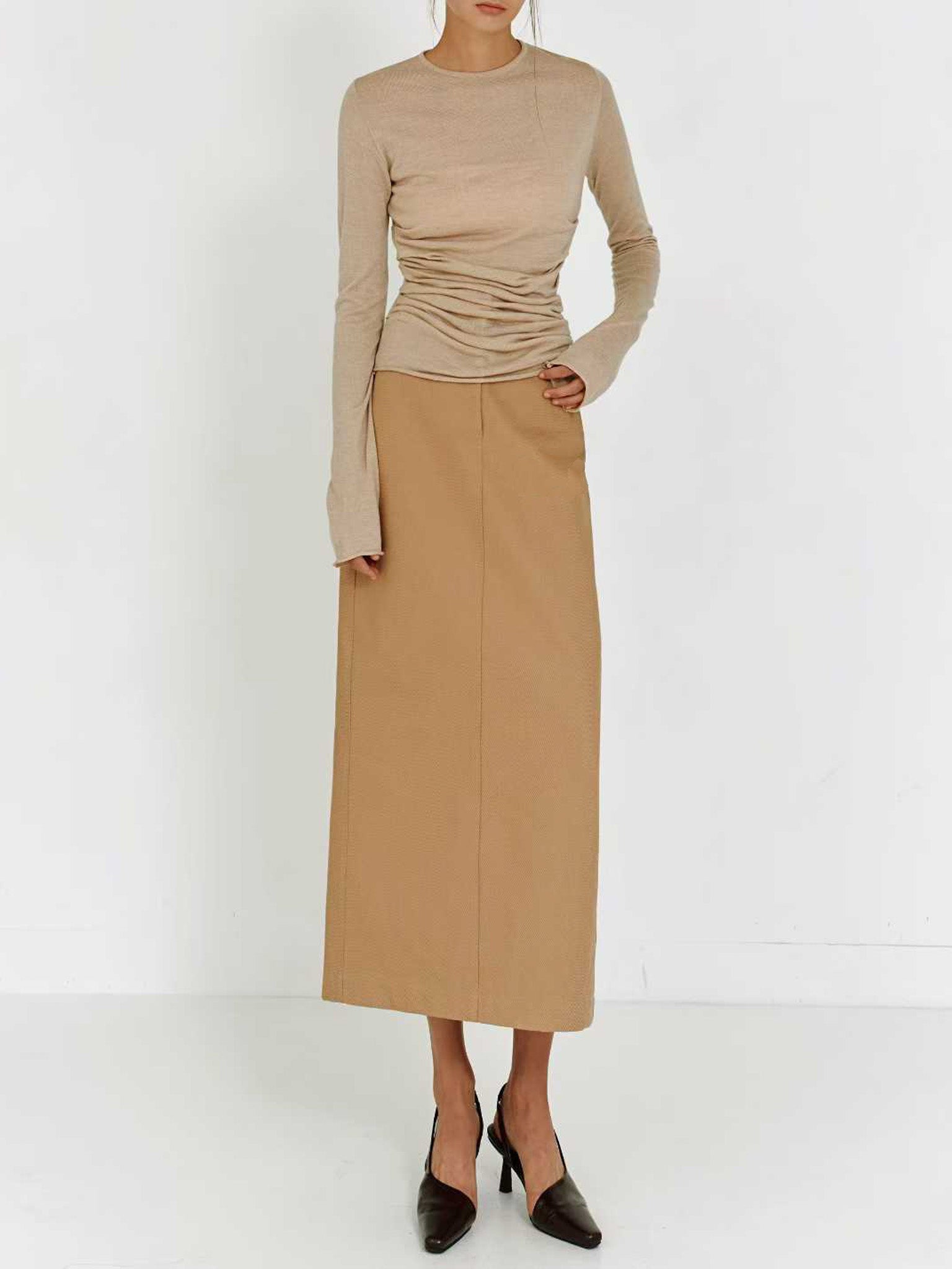 Draped Waist Shirring Tee