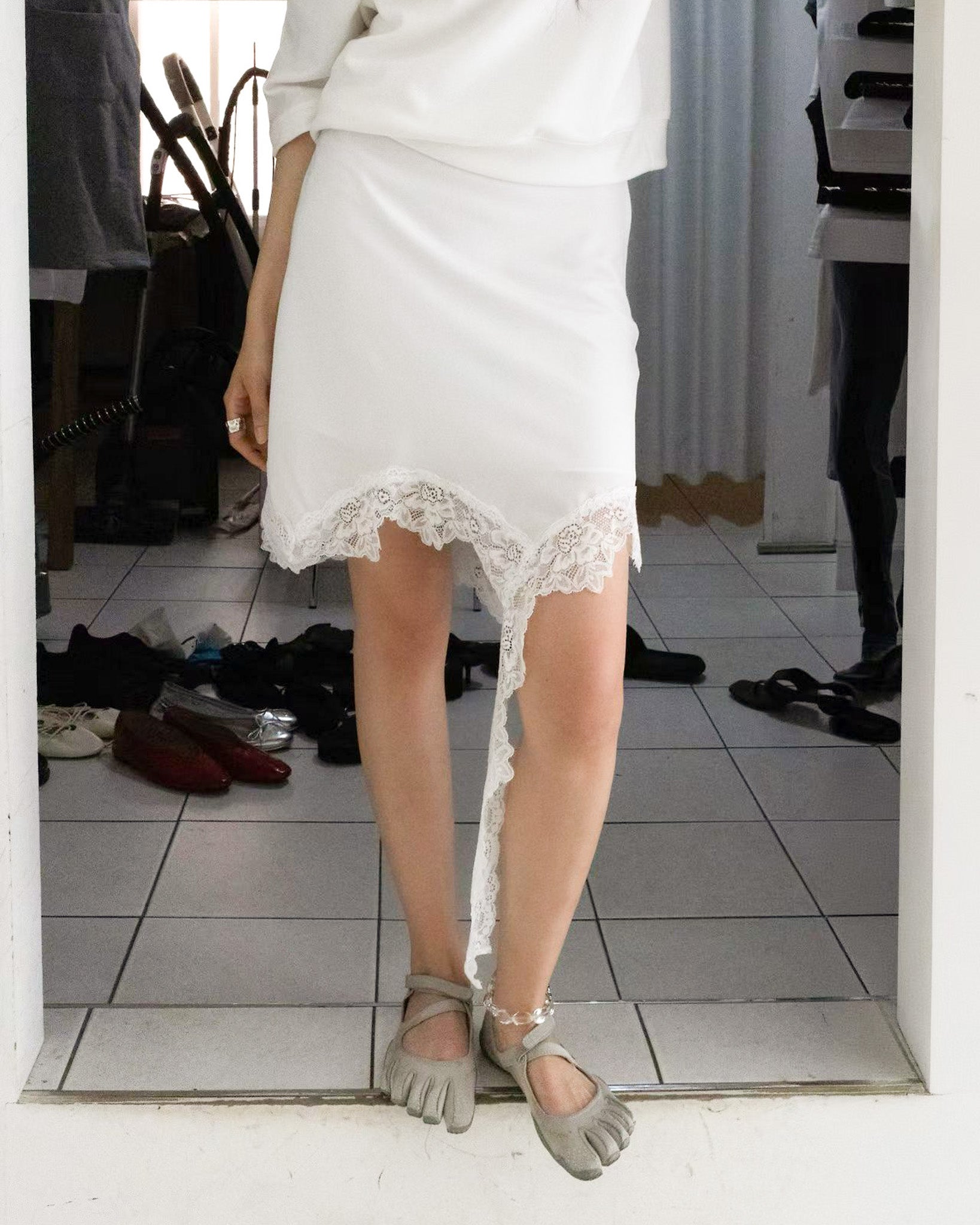 Romantic Lace Trim Skirt