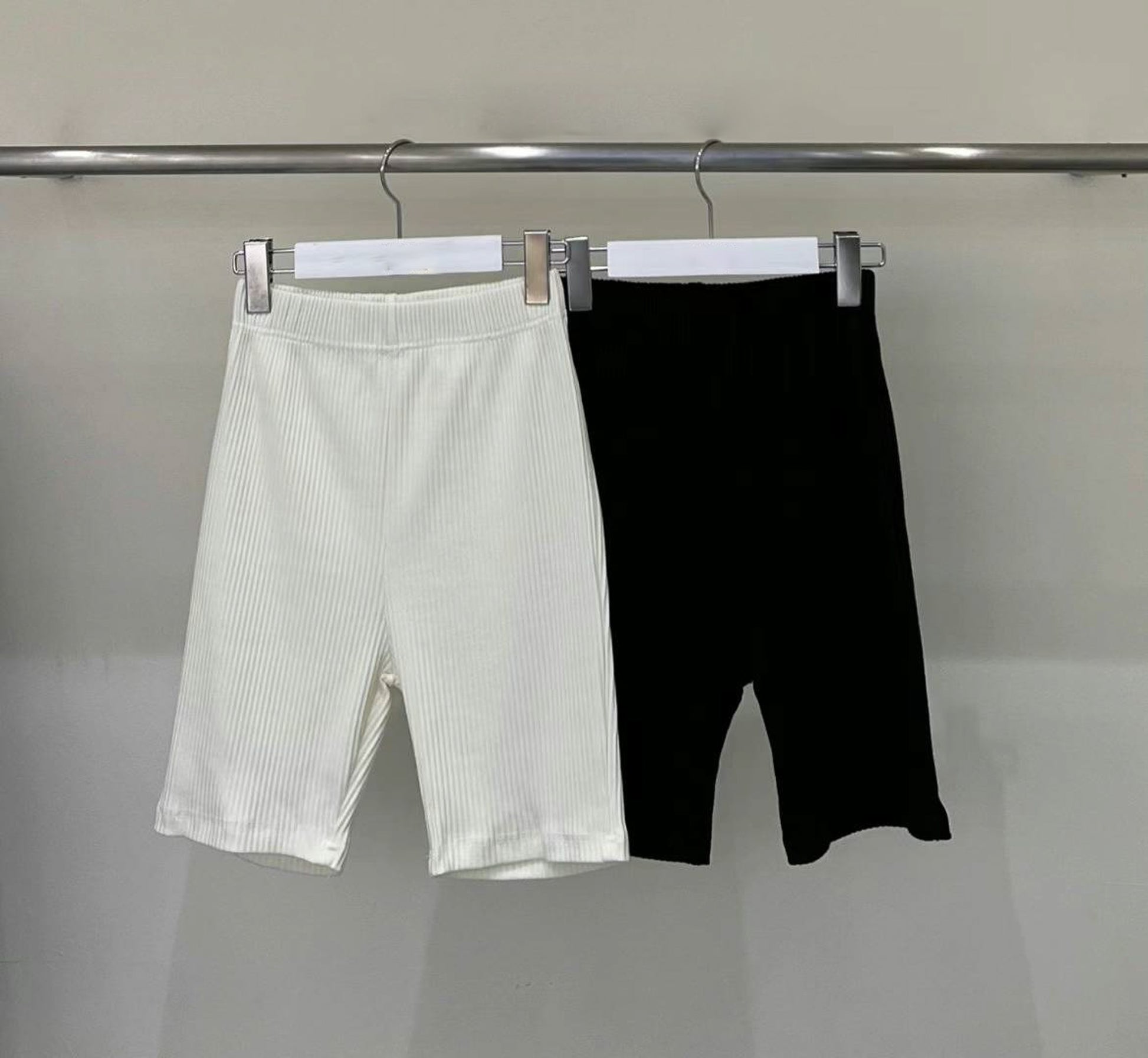 Solid Ribbed Shorts