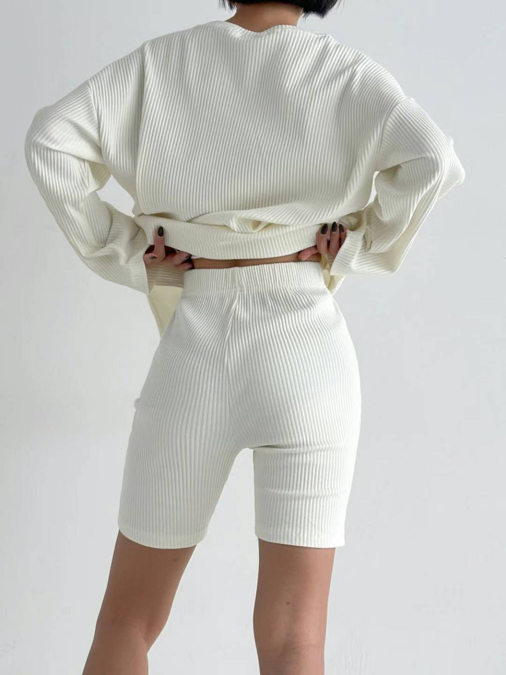 Solid Ribbed Shorts
