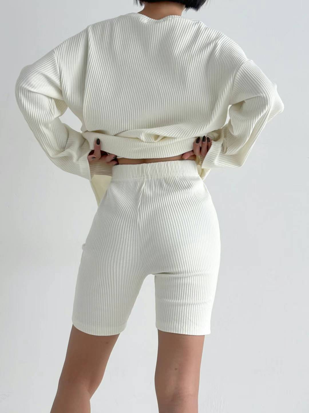 Solid Ribbed Shorts