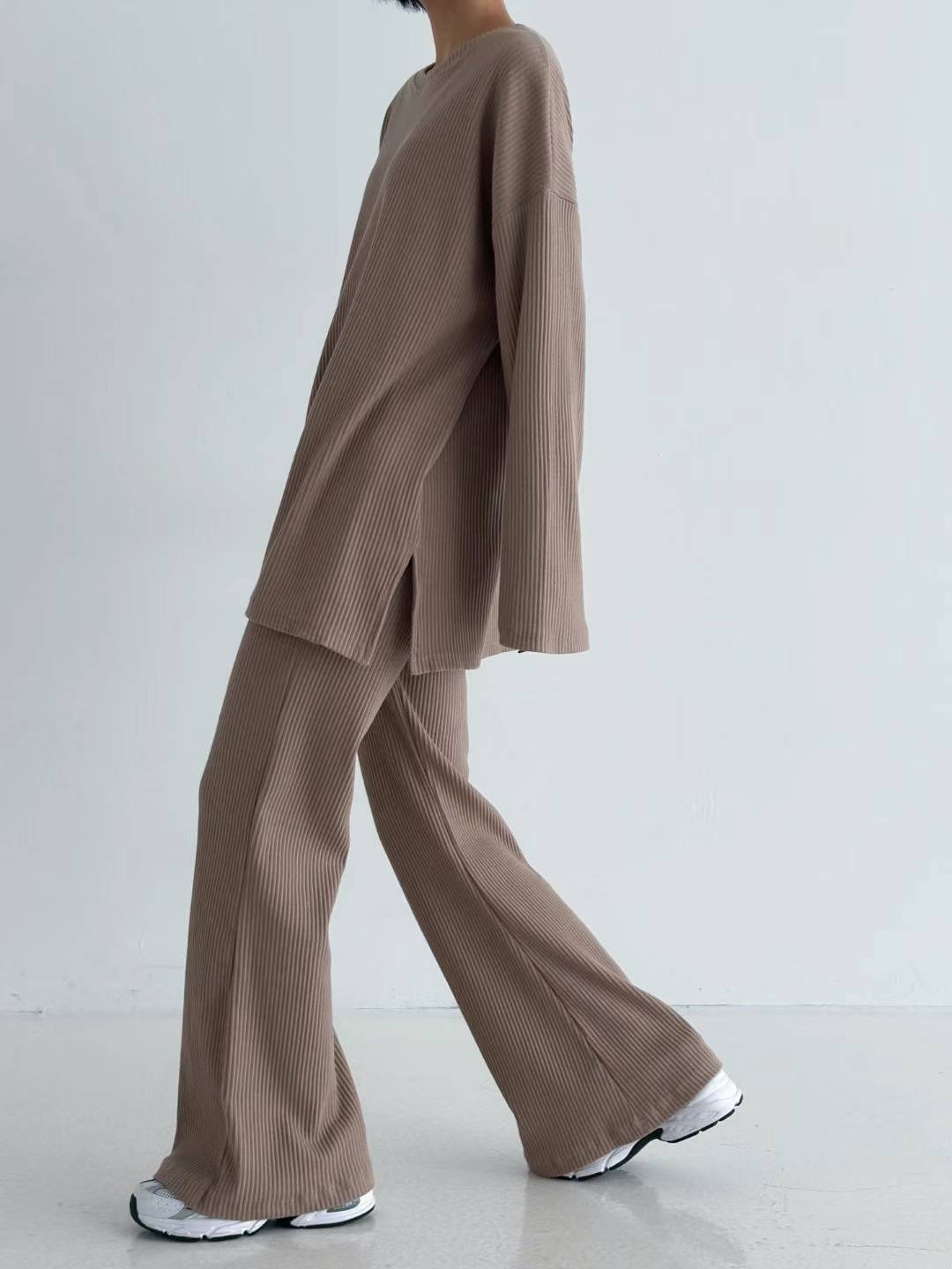 Solid Ribbed Pants (Set - Pants)