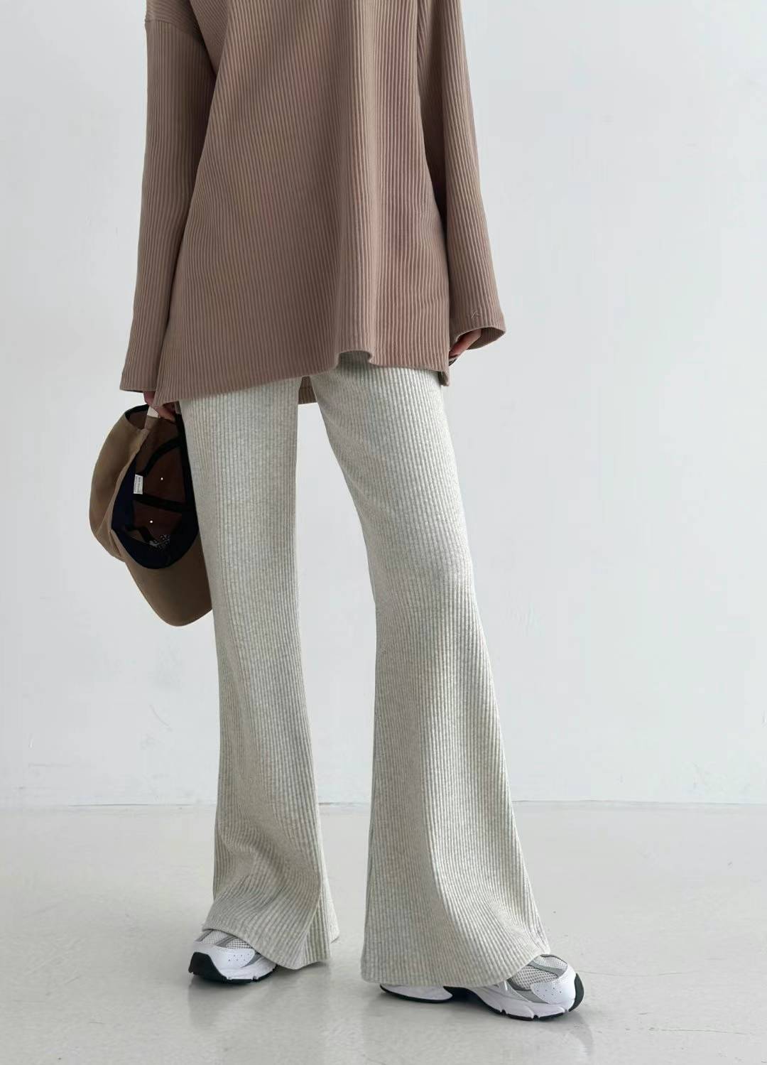 Solid Ribbed Pants (Set - Pants)