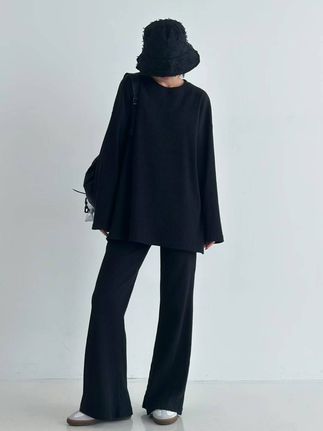Solid Ribbed Pants (Set - Pants)