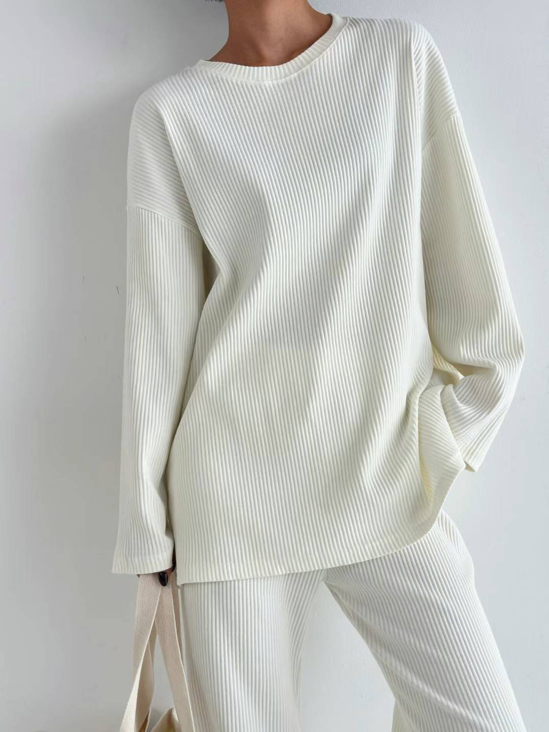 Solid Ribbed Pants (Set - Pants)