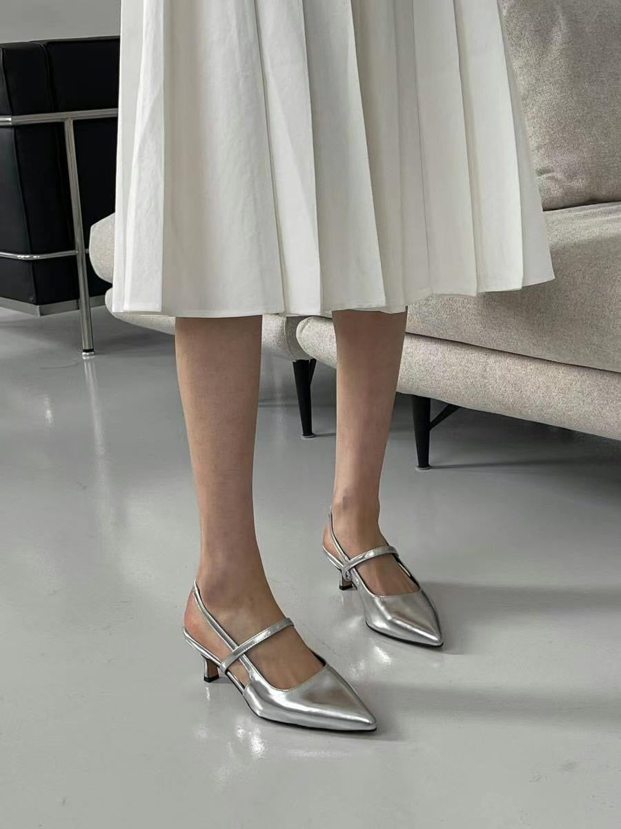 Metallic Pointed Toe Heels